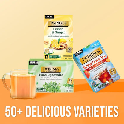 Twinings Lemon & Ginger Herbal Tea 72 K-Cup Pods for Keurig, 12 Count (Pack of 6), Tangy & Spicy, Naturally Caffeine-Free, Enjoy Hot or Iced
