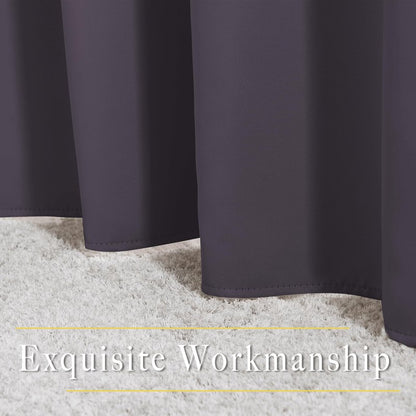 NICETOWN Bedroom Blackout Curtains and Drapes 54" L - Window Treatment Thermal Insulated Solid Grommet Blackout Draperies for Home Office (Greyish Purple, 2 Panels=92" Wide)