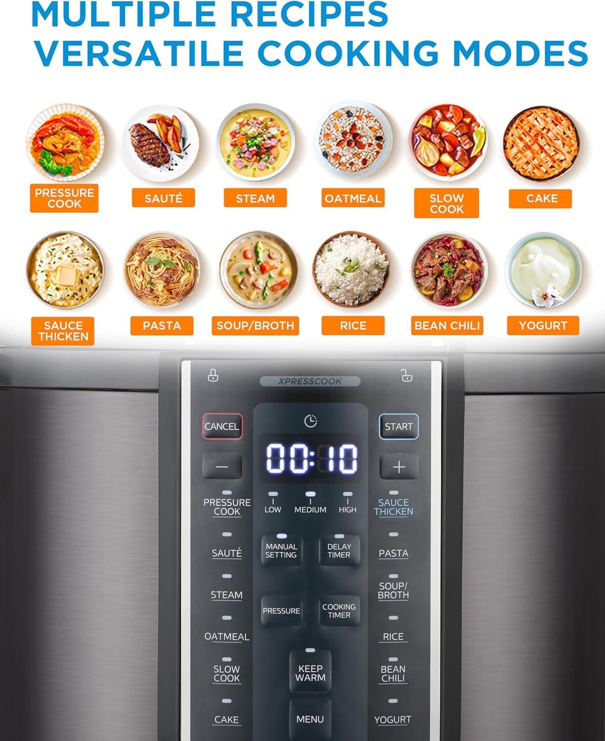 Midea 12-in-1 Electric Pressure Cooker - 6 Quart Multi-Functional Programmable Kitchen Appliance - Stainless Steel