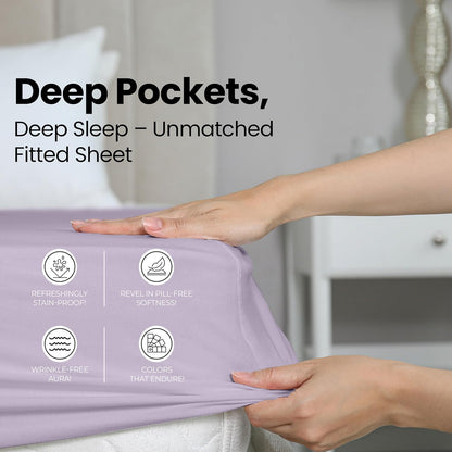 Utopia Bedding Queen Fitted Sheet - Soft Microfiber - Deep Pocket - Fade Resistant - Lavender Color