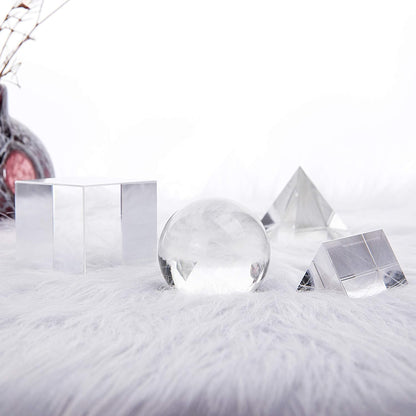 Optical Crystal Photography Prism Set - 4 Pack with 50mm Crystal Ball, Cube & Triangular Prism