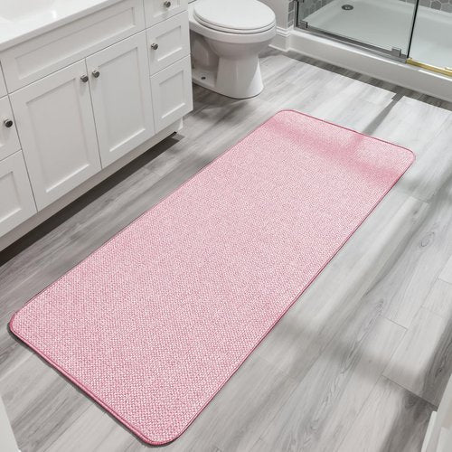 Bosap Bath Mat,Ultra Thin Bathroom Runner Rugs,Large Bath Mats for Bathroom,Quick Dry,Non-Slip,Machine Washable,Low Pile,Bath Rug,Shower Outside,Sink,Home Decor Accessories.Pink,3'x5'(36x60inch)