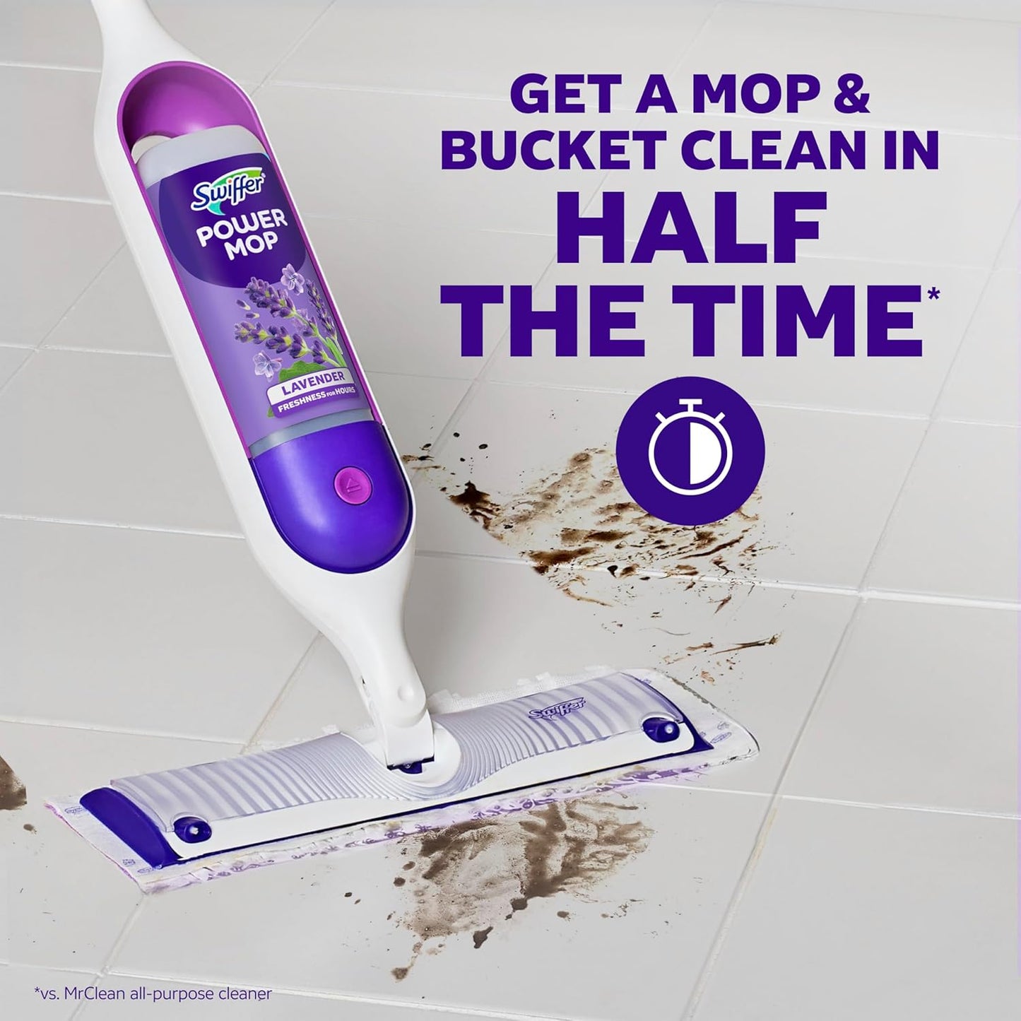 Swiffer PowerMop Floor Cleaning Solution - Lavender Scent | Triple Pack for Effortless Cleaning