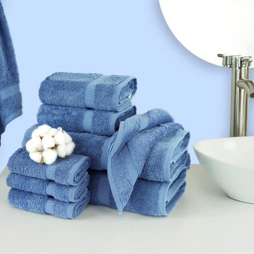 Chakir Turkish Linens | Hotel & Spa Quality 100% Cotton Premium Turkish Towels | Soft & Absorbent (8-Piece Towel Sets, Wedgewood)