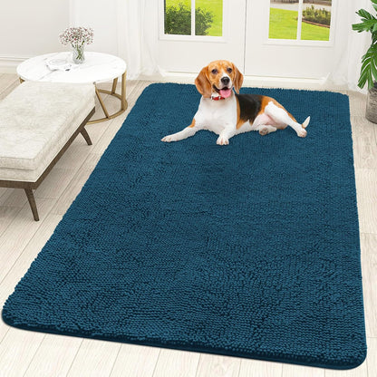 OLANLY Dog Door Mat - Absorbent Non-Slip Washable Doormat for Muddy Paws | 59x35 Atlantic Blue
