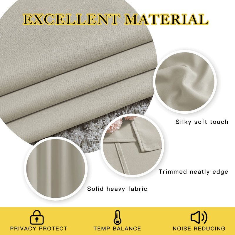 NICETOWN Natural Blackout Curtains for Doorway, Grommet Privacy Window Treatment Energy Saving Thermal Insulated Room Darkening Drapes for Bedroom, 2 Panels, W46 x L80