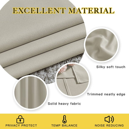 NICETOWN Natural Blackout Curtains for Doorway, Grommet Privacy Window Treatment Energy Saving Thermal Insulated Room Darkening Drapes for Bedroom, 2 Panels, W46 x L80