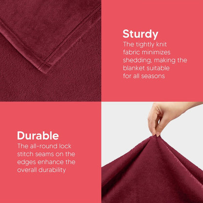 Utopia Bedding Fleece Blanket King Size Burgundy 300GSM Luxury Anti-Static Fuzzy Soft Microfiber Bed Blanket (90x102 Inch)