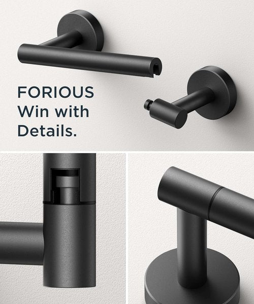 FORIOUS Toilet Paper Holder & Hand Towel Holder Set - Durable SUS304 Stainless Steel | Black Finish