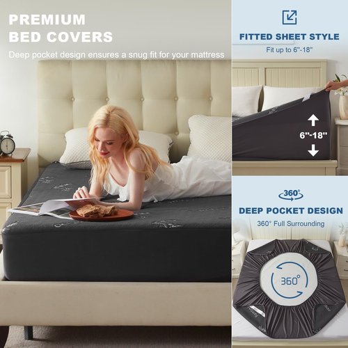 BEDLORE King Size Waterproof Mattress Protector Viscose Derived from Bamboo, Soft Mattress Cover Fitted with Deep Pocket 6"-18", Breathable Noiseless Mattress Pad, Machine Washable(Gray)