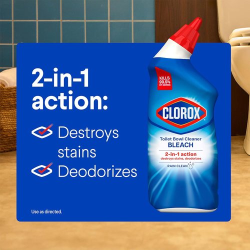 Clorox Toilet Bowl Cleaner - Rain Clean Formula, 24 Fl Oz, Pack of 2 for Deep Cleaning