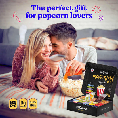 Pop n' Dulge Gourmet Popcorn Gift Set - 16 Pcs with 5 Non-GMO Kernels & Seasoning Packs | Perfect for Movie Nights & Housewarming Gifts