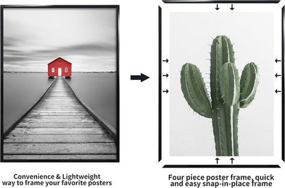 ELSKER&HOME 24x36 Black Poster Frame - 3 Pack, Sturdy & Scratch-Proof for Horizontal/Vertical Mounting