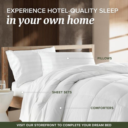 Beckham Hotel Collection Queen Size White Pillow Protector with Zipper Set of 2, Soft and Breathable Cotton Pillow Protector Covers