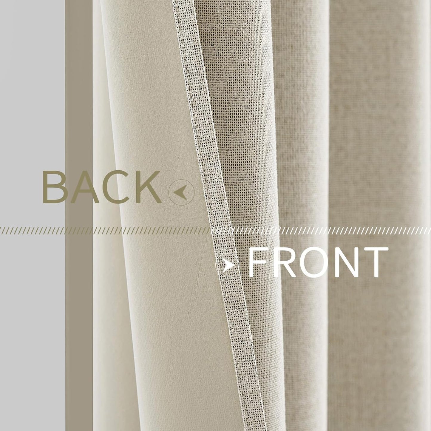 MIULEE 100% Blackout Linen Textured Curtains - Solid Thermal Insulated Cream Drapes | 42 x 63 Inch (2 Panels)