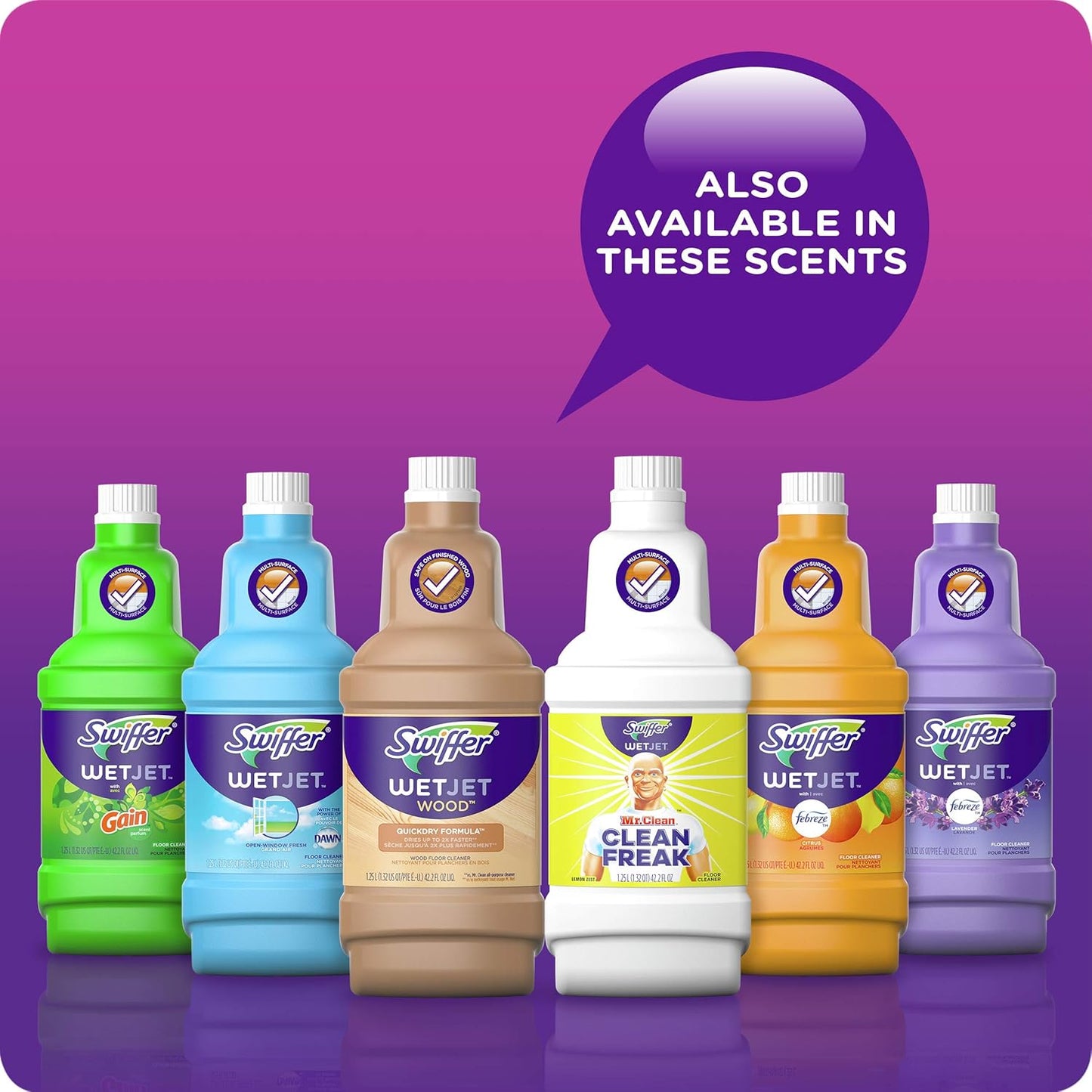 Swiffer WetJet Multi-Purpose Floor Cleaner Solution - Febreze Lavender Scent, 1.25L (Pack of 2)
