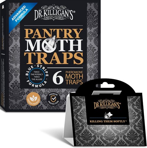 Dr. Killigan's Pantry Moth Traps - Double Potent Pheromone Sticky Traps for Kitchen | 6 Pack, Black