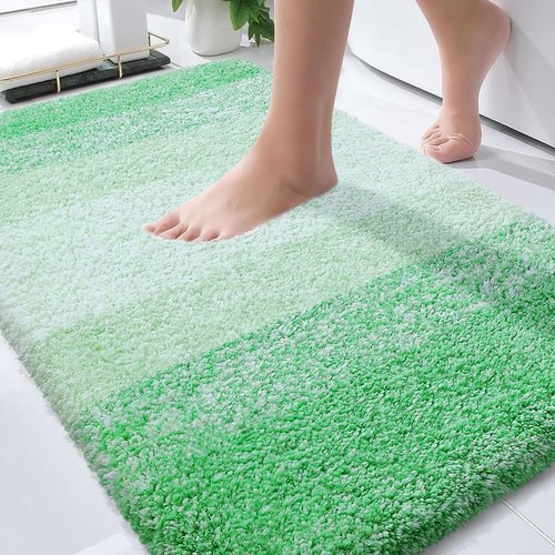 OLANLY Bathroom Rugs Mat 30x20, Extra Soft Absorbent Microfiber Bath Rugs, Rubber Backing, Quick Dry, Machine Washable Bath Mats for Bathroom Floor, Tub and Shower, Home Decor Accessories, Green