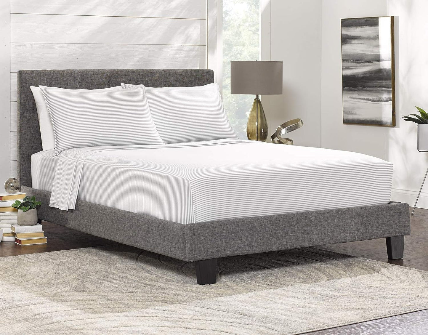 Pure Bamboo California King Sheets - 100% Organic Viscose Bed Sheet Set, Soft & Cooling, Stripes