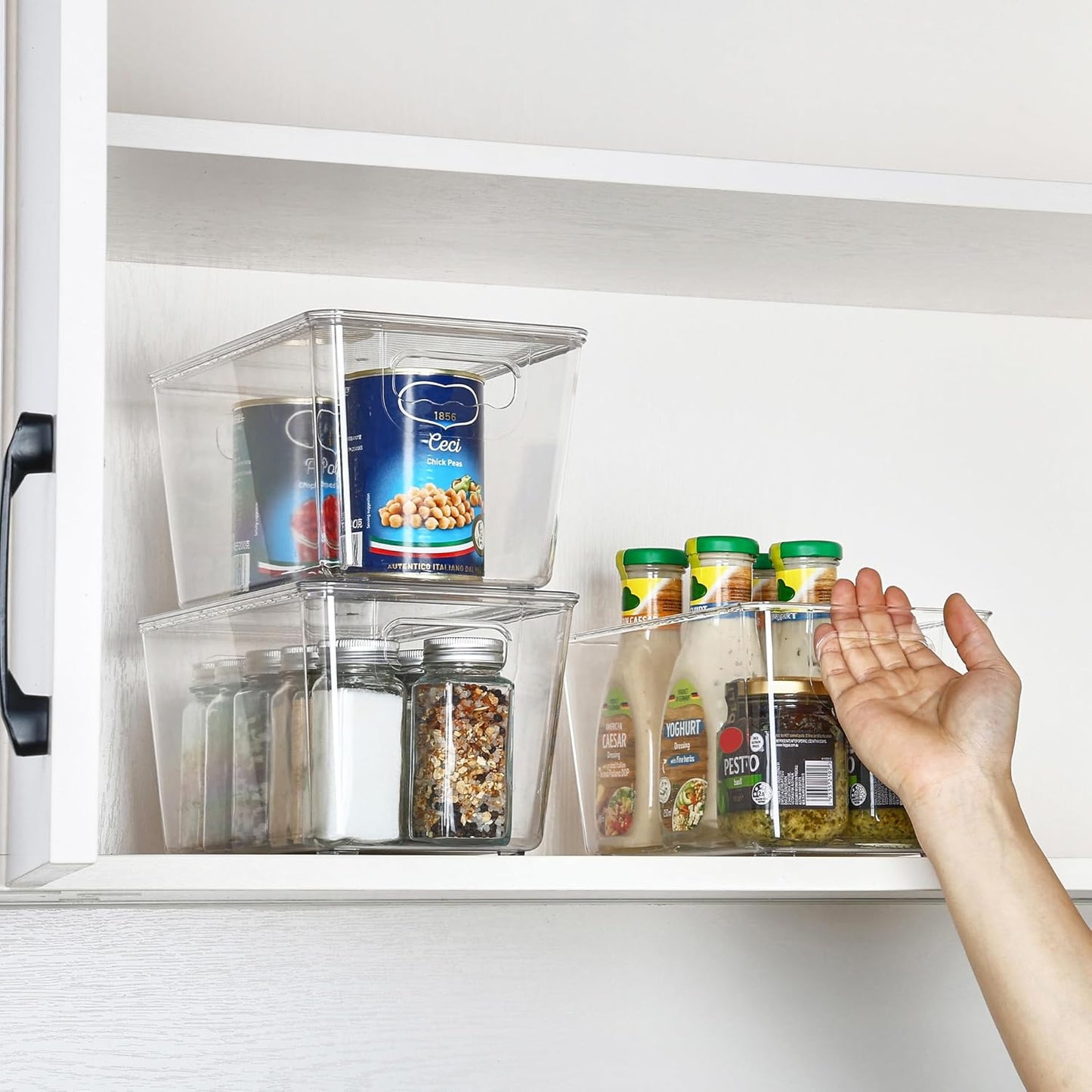 Vtopmart Clear Stackable Storage Bins - Medium Plastic Containers with Lids for Kitchen & Pantry Organization