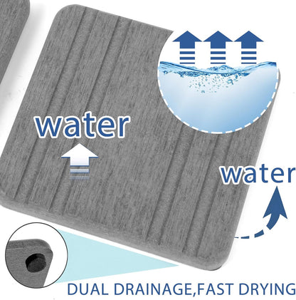 Skiennix Diatomite Stone Tray - Quick Drying Water Absorbent Coasters for Kitchen & Bathroom | 2-Pack