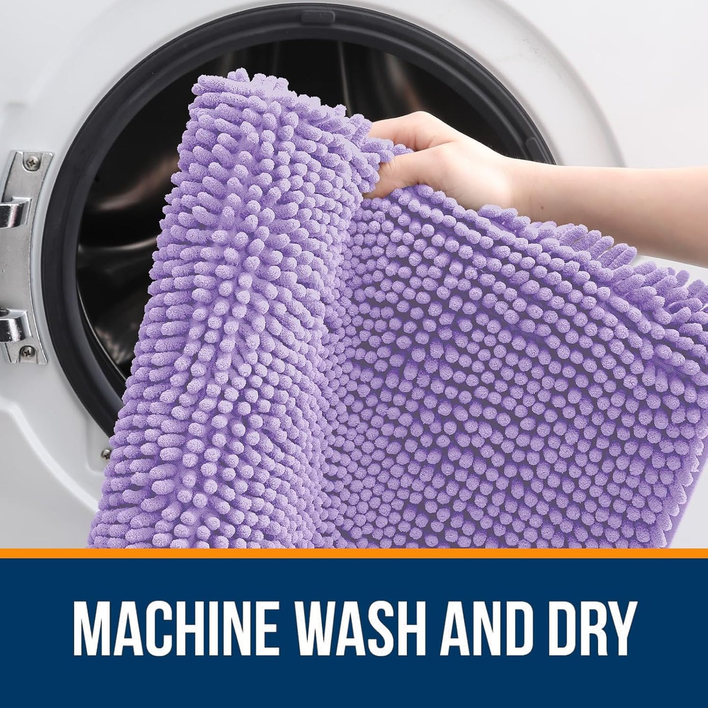 OLANLY Bathroom Runner Rugs - Soft Absorbent Chenille Bath Mats | Quick Dry, Machine Washable, 70x24, Lavender