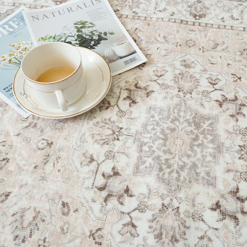 2x6 Hallway Washable Runner Rug : Vintage Soft Kitchen Laundry Runner with Non Slip Backing Farmhouse Entryway Living Room Floor Mat Stain Resistant Carpet for Bedroom Bathroom Distressed Beside Rug