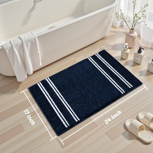 Arenarug Extra Soft Chenille Bathroom Rugs - Non-Slip & Machine Washable | 17x24 Blue Bath Mat