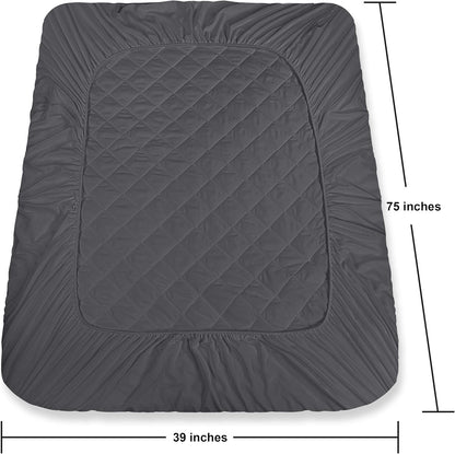 Utopia Bedding Quilted Mattress Pad - Twin Size Deep Pocket Protector | Machine Washable Grey Cover