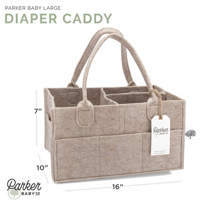 Parker Baby Co. Diaper Caddy - Nursery Storage Bin and Car Organizer for Diapers and Baby Wipes - Oatmeal, Large