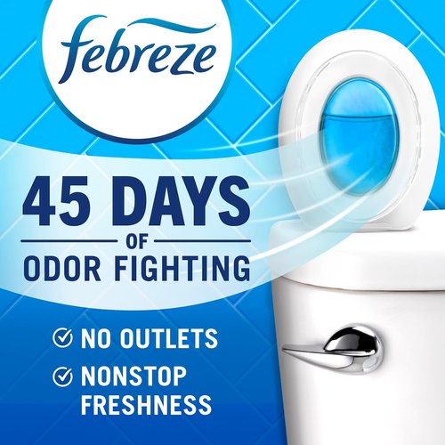 Febreze Bathroom Air Freshener | Odor-Fighting Plug-In for Small Spaces | Linen & Sky Scent, 4 Count