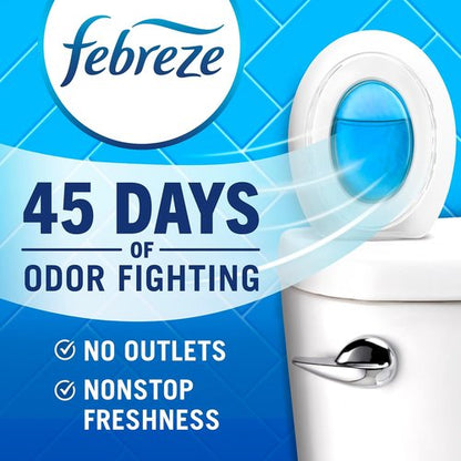 Febreze Bathroom Air Freshener | Odor-Fighting Plug-In for Small Spaces | Linen & Sky Scent, 4 Count