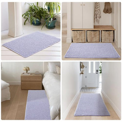 TYUU Waffle Bath Mat, Boho Bathroom Rugs Non Slip Washable Super Absorbent Quick Dry Cute Bath Mat Farmhouse Bathroom Decor, 48''x24'' Lavender Cream