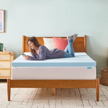 Linenspa Memory Foam Mattress Topper, Twin XL Size - 3 Inch Gel Infused Memory Foam - Plush Feel - Cooling and Pressure Relieving - CertiPUR Certified - Dorm Room Essentials