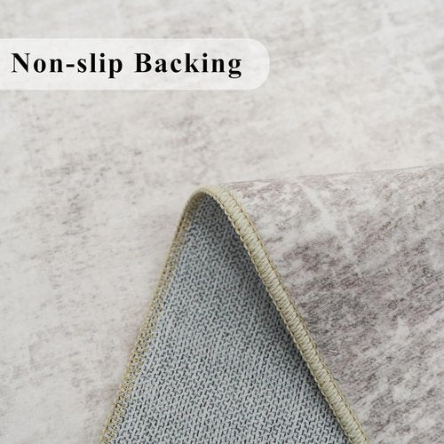 HY HAOYUNLAI Runner Rug - Soft Non-Slip Hallway Carpet with Rubber Backing | Washable Abstract Design (2'6"x12", Beige/Cream)