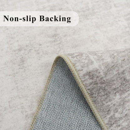 Washable 2x6 Thin Runner Rug: Abstract Soft Entryway Doormat Water-Resistan Hallway Bathroom Kitchen Carpet with Non-Slip Backing Modern Living Room Bedroom Decorative Carpet（2x6,Beige/Cream）