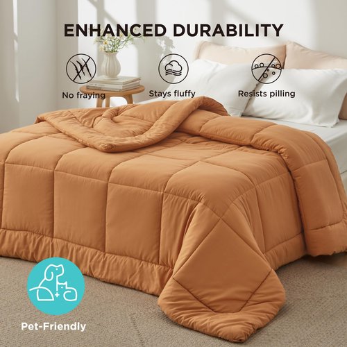 Bedsure Comforter Duvet Insert - Quilted Comforters Full Size, All Season Duvet, GentleSoft Down Alternative Bedding, with 8 Tabs, Gifts for Women/Men, Burnt Orange, Full 86 x 82 Inches