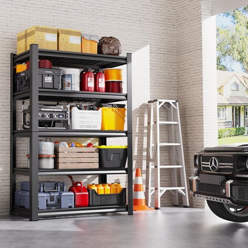 **Regine Switzerland Heavy Duty Garage Shelving | Adjustable 5-Tier Metal Storage Unit - 3000 lbs Capacity (71"x46"x18")**