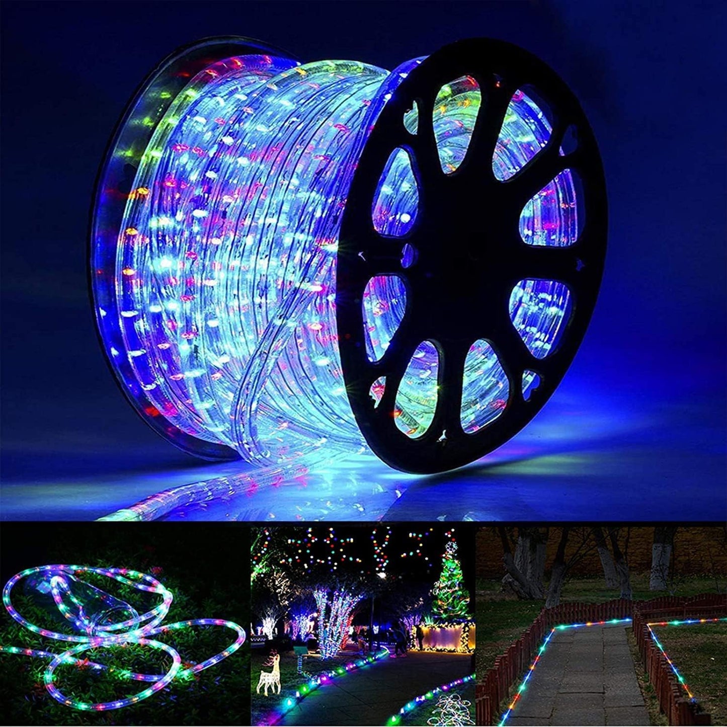 Skiennix 150ft LED Rope Lights - Connectable & Flexible Tube Lighting with 8 Modes | Waterproof for Indoor & Outdoor Use (Multicolor)