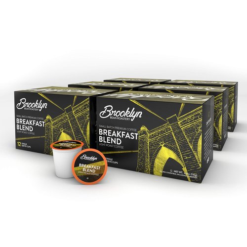 Brooklyn Beans Light Roast Gourmet Coffee Pods, Compatible with 2.0 Keurig Coffee Pods Brewers, 72 Count