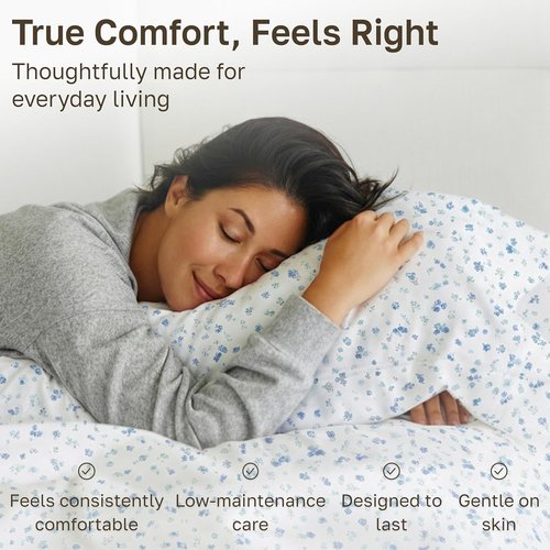 California Design Den Twin XL Cotton Sheet Set - 400 Thread Count, Award-Winning Sateen Finish, Floral White/Blue
