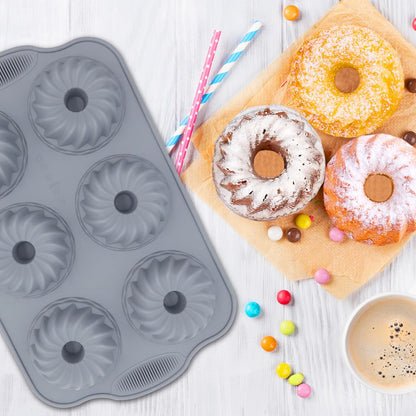 Tongjude Silicone Donut Pans - 8 Nonstick Baking Molds | Heat Resistant & Dishwasher Safe, Grey