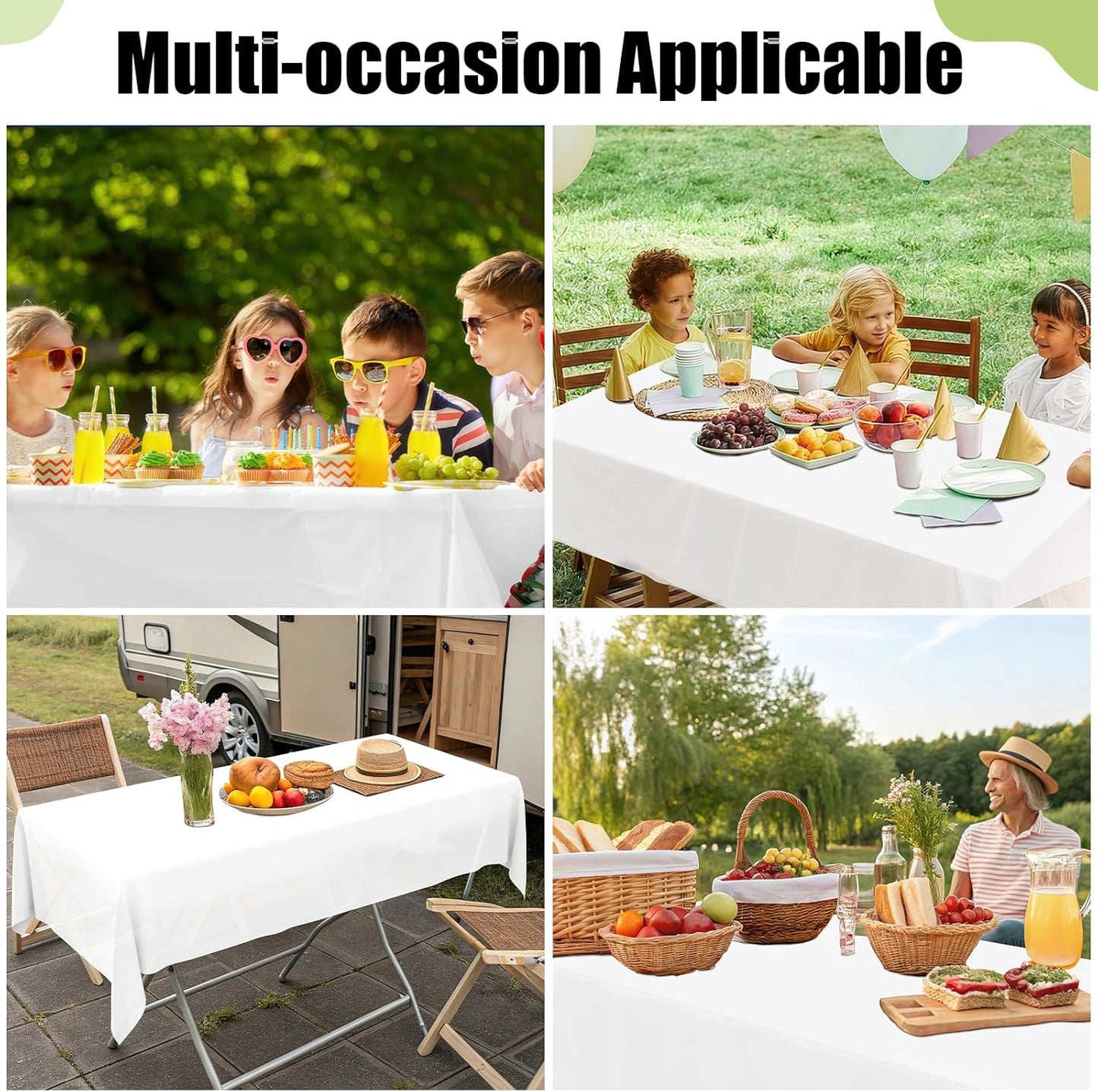 Smiry Disposable Table Cloths - 12 Pack Waterproof Rectangle Table Covers | 54 x 108 Inch, Sturdy & Leakproof, White