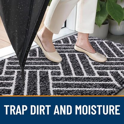 OLANLY Indoor Door Mat - Dirt Resistant & Absorbent | Non-Slip Rubber Backing, 32x20 Inch, Black