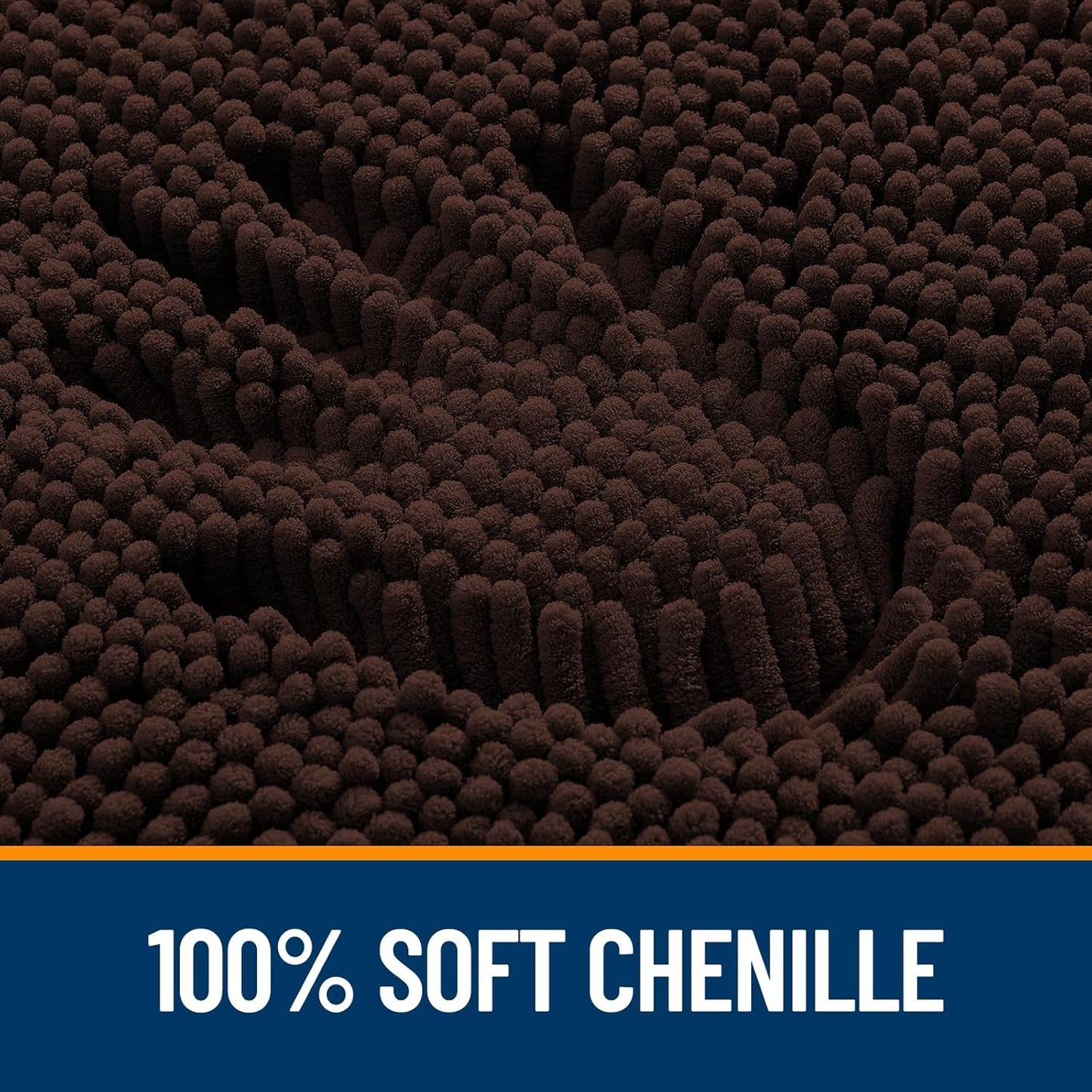 OLANLY Large Bath Rugs - Extra Soft Chenille with Quick-Dry Rubber Backing | 45x27 Inches, Brown