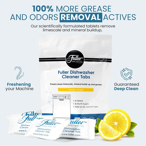 Fuller Dishwasher Cleaner Tabs - Lemon Scent - Eliminates Limescale & Grease - Septic Safe | Pack of 2