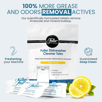 Fuller Dishwasher Cleaner Tabs - Lemon Scent - Eliminates Limescale & Grease - Septic Safe | Pack of 2
