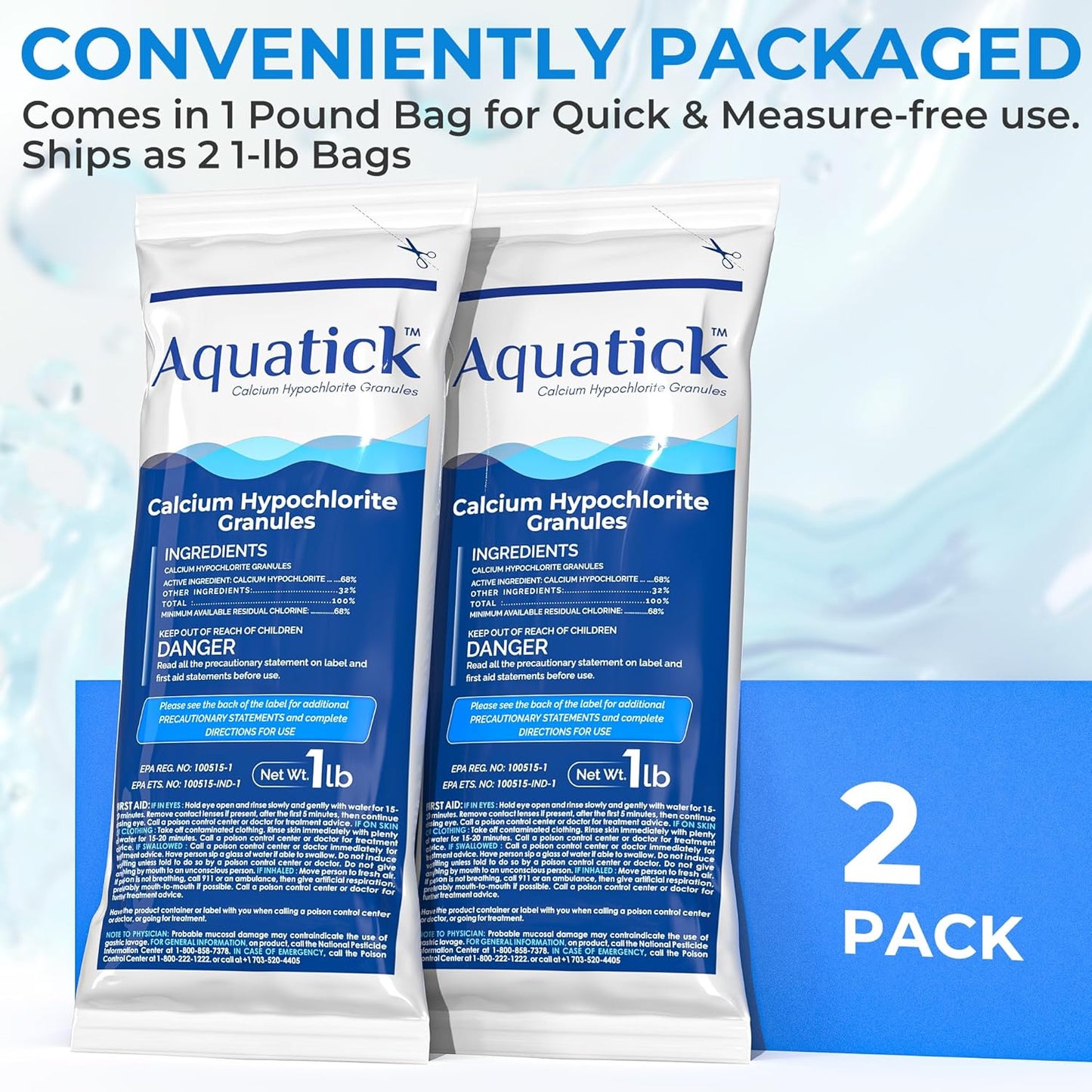 Pro-Grade Chlorine Pool Shock by [Brand Name] - 68% Cal-Hypo Granular Sanitizer for Crystal Clear Water | 2 Pack, 2lb