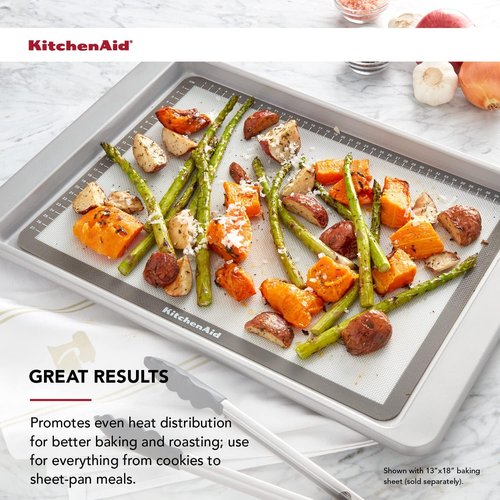 KitchenAid Silicone Baking Mat - Large 12x17-Inch, Durable & Non-Stick Gray Surface
