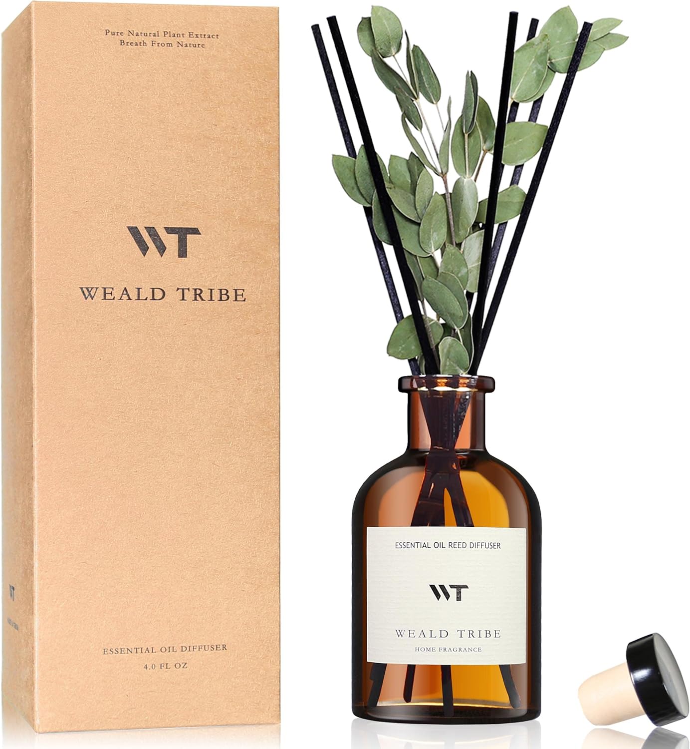 Weald Tribe Reed Diffuser Set - Eucalyptus & Mint Scent | 4.0 fl oz Home Fragrance with Sticks for Bathroom & Office Decor